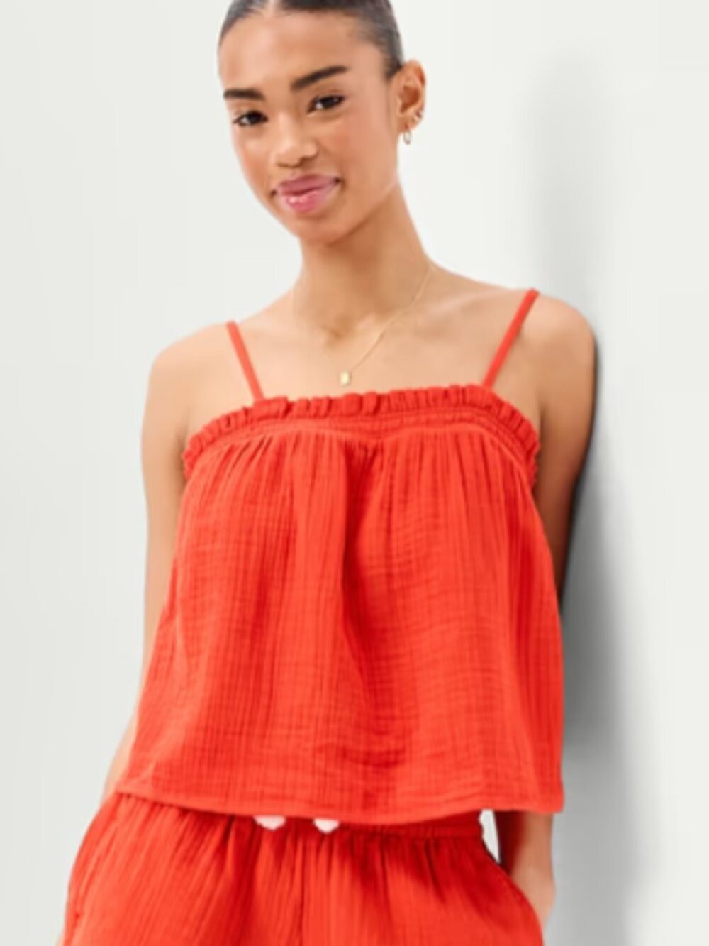 Old Navy Red Gauze Spaghetti Strap Tank Top